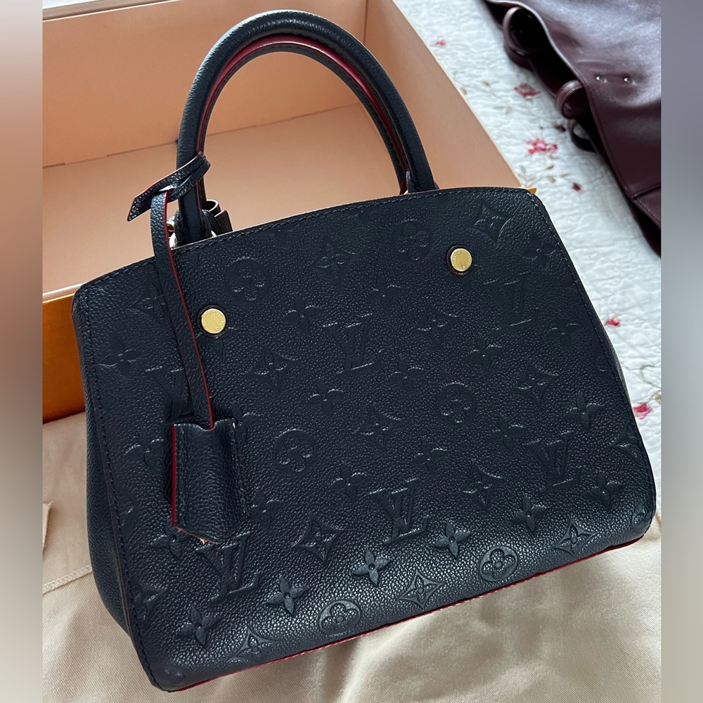 Louis Vuitton Montaigne Crossbody BB Navy Leather Monogram Empreinte